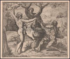 HB 1615 jelzéssel: Jelenet. Rézkarc (régi metszet után), papír. Lap széle vágott. 14x17 cm