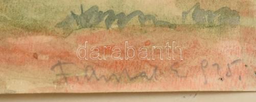 Olvashatatlan jelzéssel: Vízparti kalyiba. Akvarell, papír. Kartonra kasírozva. 30x43 cm