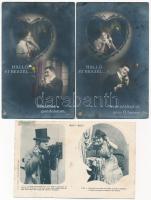 7 db RÉGI telefonos motívum képeslap / 7 pre-1945 motive postcards with telephone