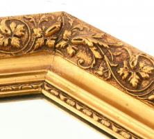 Nyolcszögű falitükör dekoratív fakeretben, apró kopásnyomokkal, 57×57 cm