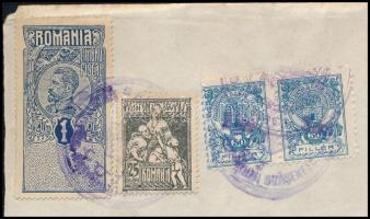 1923 Kolozsvár, okmány felülnyomott helyi illetékbélyeggel