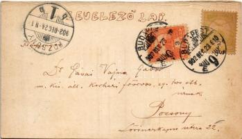 1902 Kézzel rajzolt és festett egyedi magyar művészlap / Hungarian hand-drawn and hand-painted custo...