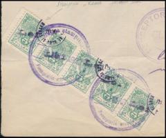 1923 Kolozsvár, okmány 5 db felülnyomott helyi illetékbélyeggel