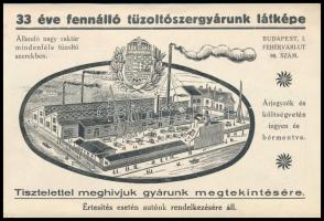 cca 1930 Mátrai tűzoltószergyár Fehérvári út, képes reklám nyomtatvány 16x10 cm