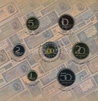 2002. 1-100Ft (7xklf) + 100Ft "Kossuth" forgalmi sor szettben, belső tok ragasztása kissé ...