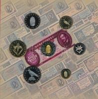 2002. 1-100Ft (7xklf) + 100Ft "Kossuth" forgalmi sor szettben, belső tok ragasztása kissé ...