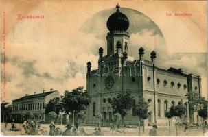 1899 (Vorläufer) Kecskemét, Izraelita templom, zsinagóga, piac. Hans Nachbargauer kiadása (EK)