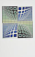 Vasarely Victor (1908-1997): Vega 5. Szitanyomat, papír, jelzett, számozott (47/110). Az 1985-ben a Helikon Kiadónál megjelent mappából. 34×35 cm
