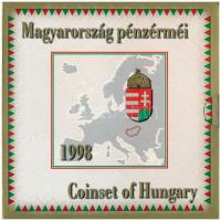 1998. 50f-200Ft (10xklf) forgalmi sor dísztokban + 1998. 100Ft alpakka 1848-1849. Szabadságharc 150. évfordulójára, belső tok ragasztása kissé elengedett T:BU patina Adamo FO31