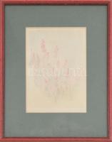 Röhringer (?) jelzéssel: Színes virágok, 1928. Akvarell, papír. Üvegezett fakeretben. 22×15 cm