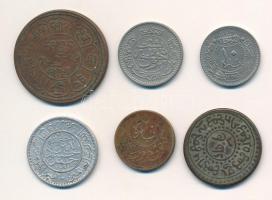 6db-os vegyes ázsiai érmetétel közte Nepál T:2-3 6pcs mixed Asian coin lot, mostly from Nepal C:XF-F