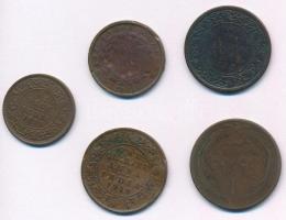 Indiai Államok 1823-1920. 5xklf érmetétel T:2-3
Indian States 1823-1920. 5xdiff coin lot C:XF-F