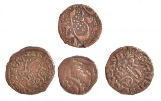 Indiai Államok 4db-os érmetétel, közte Mysore 1838. 20C Cu (2x) T:2-3 Indian States 4pcs coin lot, within 1pc Ag coins Mysore 1838. 20 Cash Cu (2x) C:XF-F