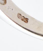 Ezüst(Ag) gyűrű markazittal, korallal, jelzett, méret: 56, bruttó: 4,4 g