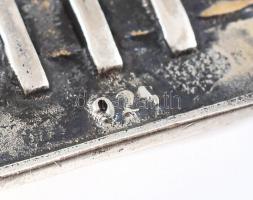 Ezüst(Ag) kígyó nyaklánc gránát köves medállal, jelzett, h: 44 cm, bruttó: 11,6 g