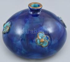 Iparművész mázas kerámia váza kézzel festett jelzett hibátlan d: 15cm