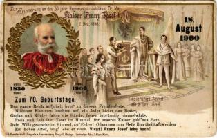 1830-1900 Zur Erinnerung an das 50. jähr. Regierungs-Jubiläum Sr. Maj. Kaiser Franz Josef I (2. Dez 1898) Zum 70. Geburtstage / Francis Joseph I of Austria. 50th anniversary of reign, 70th birthday celebrations. Art Nouveau, Emb. litho (EM)