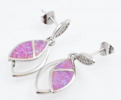 Ezüst(Ag) leveles fülbevalópár, jelzett, h: 2,5 cm, bruttó: 4 g