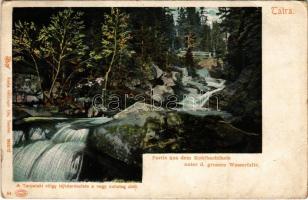 1912 Tátra, Magas-Tátra, Vysoké Tatry; A Tarpataki-völgy tájképrészlete a nagy zuhatag alatt. Feitzinger Ede 54. 1902/12. / Partie aus dem Kohlbachtale unter d. grossen Wasserfalle / valley, waterfall (EB)