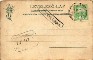 1912 Tátra, Magas-Tátra, Vysoké Tatry; A Tarpataki-völgy tájképrészlete a nagy zuhatag alatt. Feitzi...