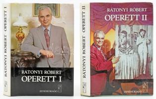 Rátonyi Róbert: Operett I-II. köt. A szerző, Rátonyi Róbert (1923-1992) színművész által Gyöngy Pál (1902-1990) zeneszerző, dalszerző részére szóló kettős dedikációival. Bp., 1984., Zeneműkiadó. Első kiadás. Kiadói egészvászon-kötés, kiadói papír védőborítóban.