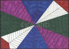 Telegdy Winkler Attila (?-): 5 db rajz. Klf. technikák (Akvarell, filctoll), papír, jelzés nélkül, 3...