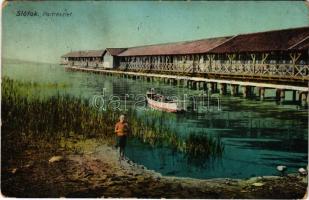 1913 Siófok, Part részlet, csónak (fa)
