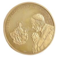 Bognár György (1944-) 1991. II, János Pál pápa látogatása - Esztergom aranyozott bronz emlékérem műanyag tokban (65mm) T:1 (eredetileg PP)