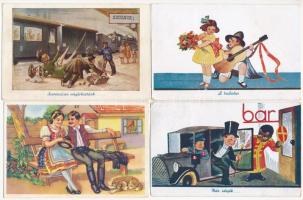 65 db VEGYES motívum képeslap: humor, üdvözlőlapok (1930-1955 közötti időszakból) / 65 MIXED motive postcards: humour, greeting cards