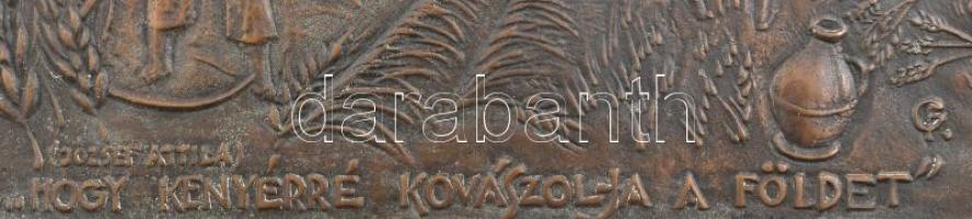 Fekete Géza (Dezső) (1939-2021): ..hogy kenyérré kovászolja a földet. József Attila. Bronz dombormű....