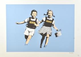 Banksy: Police . Ofszet, - lito papír, jelzett a nyomaton, POW Printmaking szárazpecséttel Grafiart - Aviomar UK. tanúsítvánnyal Számozott: 100/150. Képméret: 55x37 cm. Lap méret 50x70 cm, / Numbered, marked 55x37 cm