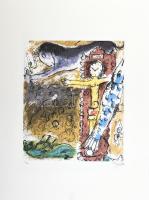 Marc Chagall (1887-1985):. Ofszet- lito, papír, jelzett a nyomaton, S:P.A.D:M. Paris szárazpecséttel Aviomar Italia tanúsítvánnyal Számozott: 35/300. Képméret: 40x34 cm. Lap méret 50x70 cm, / Numbered, marked