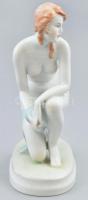Zsolnay térdelő akt, kézzel festett, jelzett, hibátlan, m: 23cm