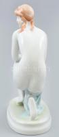 Zsolnay térdelő akt, kézzel festett, jelzett, hibátlan, m: 23cm