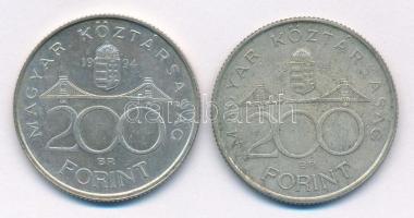 1994. 200Ft Ag "Deák" (2x) T:1-,2 patina Adamo F13.1