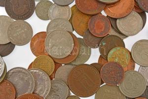 ~100db-os vegyes, külföldi és magyar érmetétel, sok 1950 előtti darabbal T:vegyes