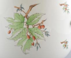 Herendi csipkebogyó mintás óriás porcelán kaspó. Kézzel festett, jelzett, hibátlan. d: 30 cm, m: 20,...