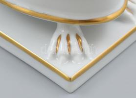 Herendi csipkebogyó mintás körmös váza. Kézzel festett, jelzett, hibátlan. d: 15x10 cm, m: 10 cm