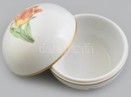 Herendi virágmintás bonbonier. Kézzel festett, jelzett, hibátlan. D: 11,5 cm