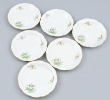 Herendi csipkebogyó mintás, kosár nyomott, 6db teáscsésze aljjal. Kézzel festett, jelzett, hibátlan