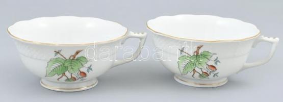 Herendi csipkebogyó mintás, kosár nyomott, 6db teáscsésze aljjal. Kézzel festett, jelzett, hibátlan