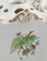 Herendi csipkebogyó mintás virágtartó. Kézzel festett, jelzett, hibátlan. M: 12 cm