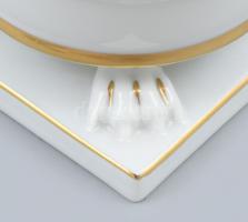 Herendi csipkebogyó mintás körmös váza. Kézzel festett, jelzett, kopásnyomokkal. M: 13 cm