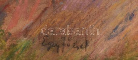 Egry József jelzéssel: Csónakos ember. Pasztell, papír. Üvegezett, sérült, fa keretben. 58x40 cm