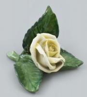 Herendi porcelán sárga rózsa. Kézzel festett, jelzett, kopott. 8x8 cm