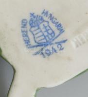 Herendi porcelán sárga rózsa. Kézzel festett, jelzett, kopott. 8x8 cm