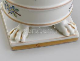 Herendi Viktória mintás, oroszlán karmos kaspó, kézzel festett, kopott, jelzett (1940), ritka, m:13 ...