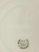 MZ Altrohlau süteményes készlet, porcelán, matricás szecessziós nők jelenettel, kopott, jelzett, d: ...