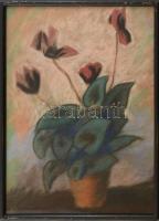 Jelzés nélkül: Virágcsendélet. Pasztell, papír. Üvegezett, kopott fakeretben. 43x33 cm