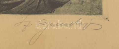 Sz. Gyenes Lajos (1890-1971): Venezia, gondolák. Rézkarc, papír, jelzett, lap széle foltos, üvegezet...